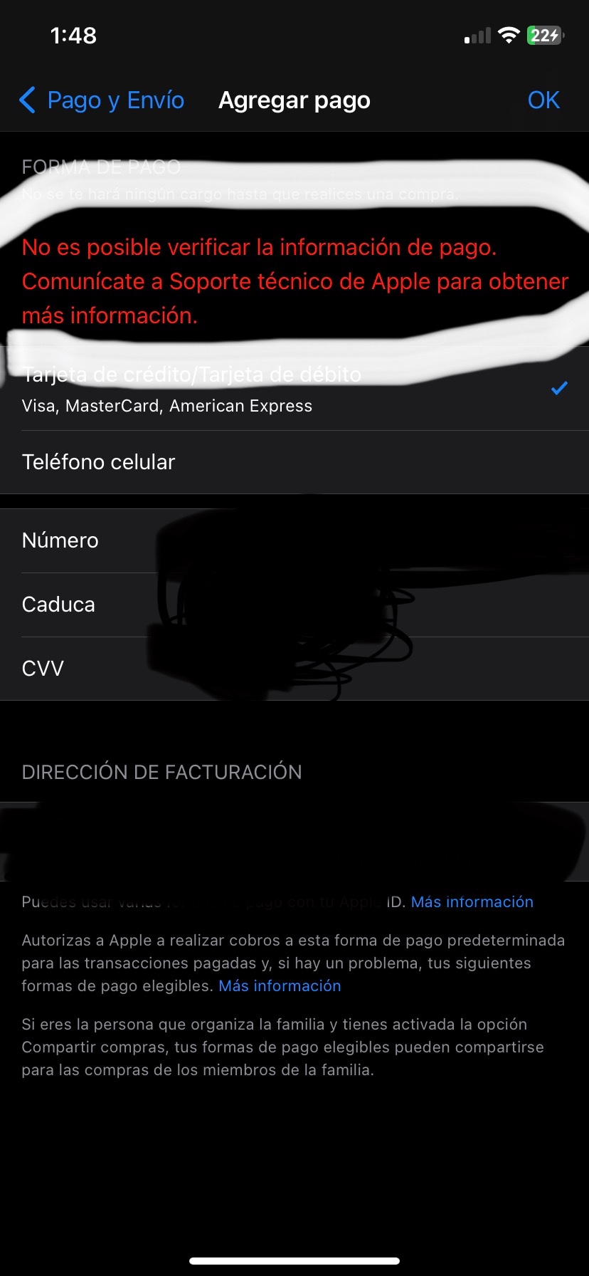 Cómo restablecer tu forma de pago Comunidad de Apple