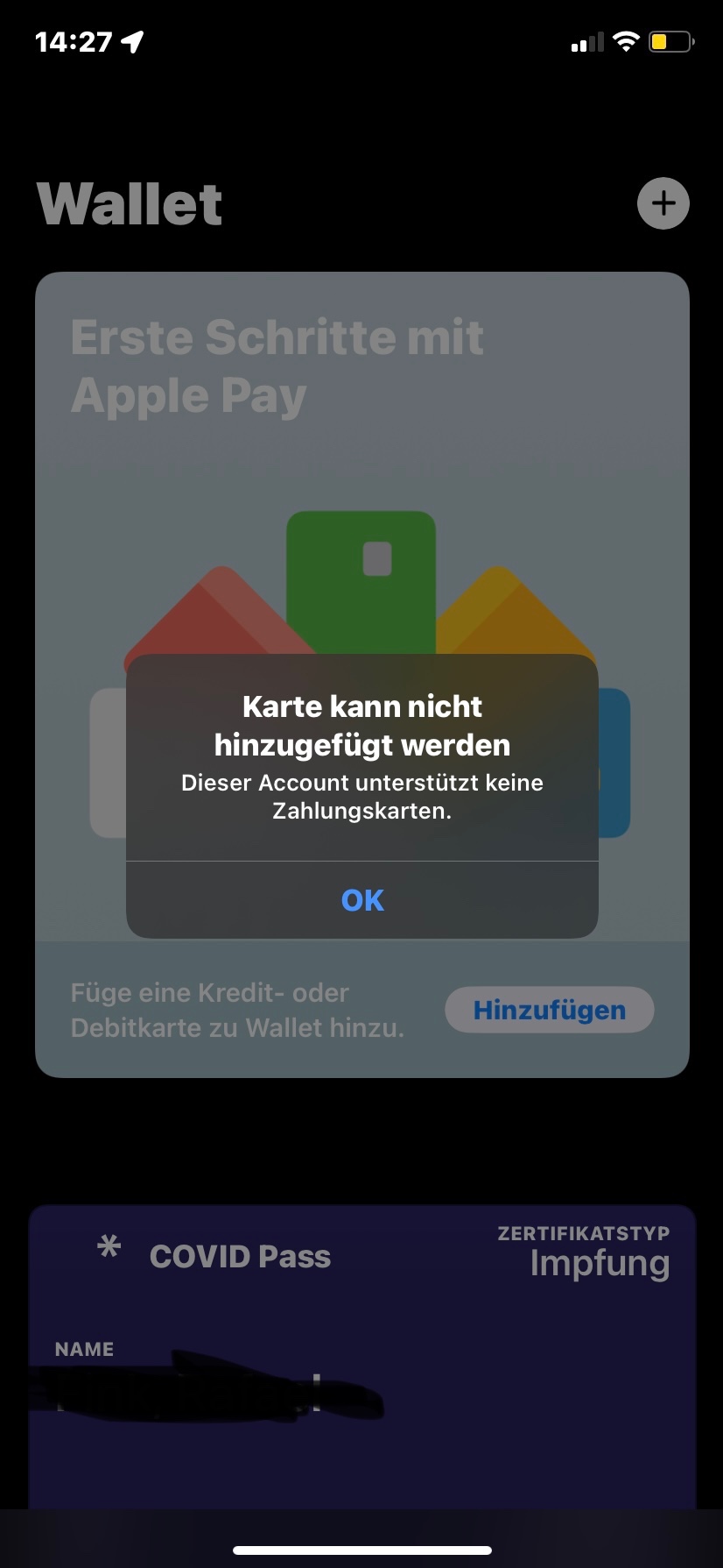 In Apple Wallet keine Karten hinzufügen k… - Apple Community