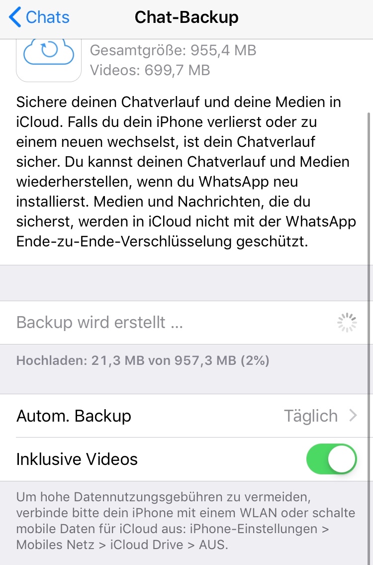 Whatsapp chat backup abbrechen