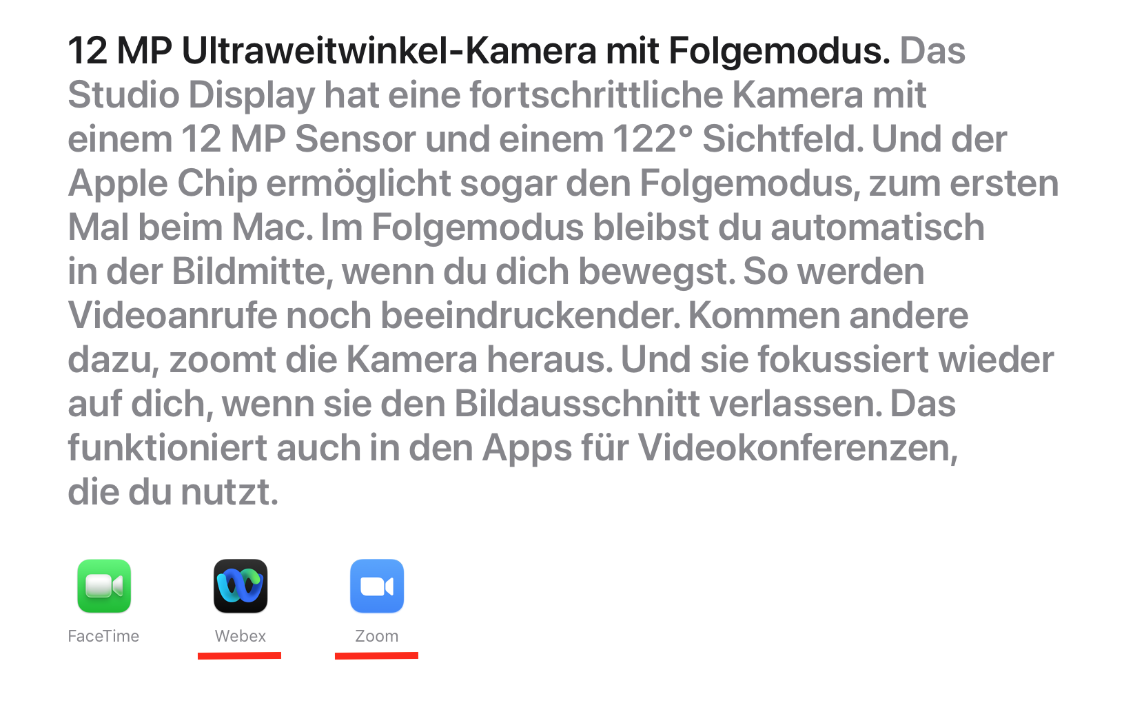 Kamera im neuen Studio Display Bildschirm Apple Community
