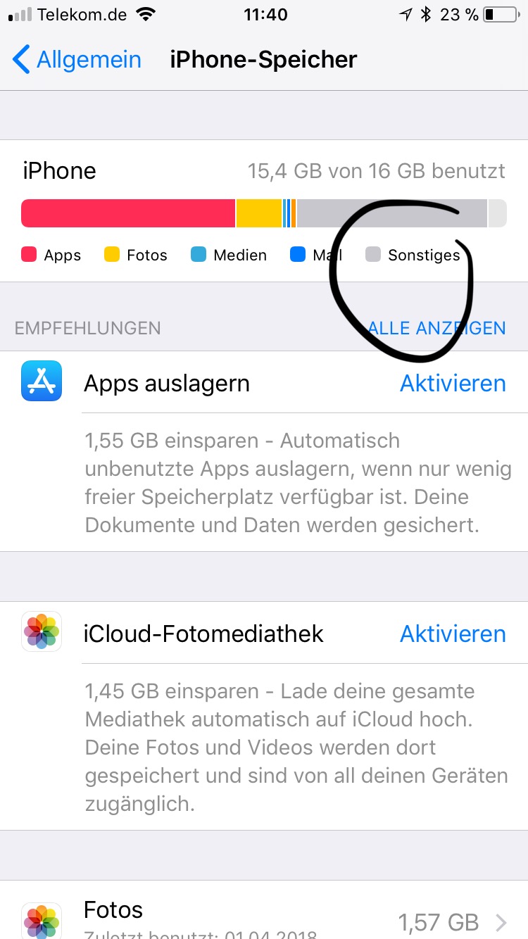 Was Genau Sind Sonstige Sachen Im Iphon Apple Community