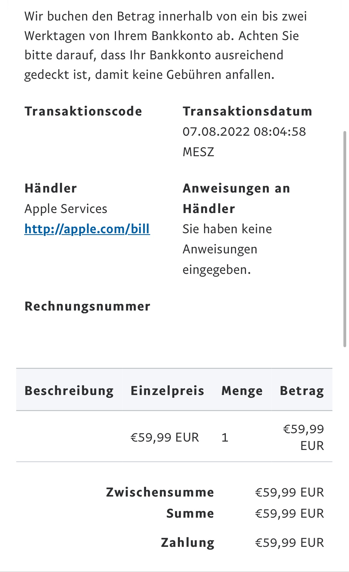 Abbuchung Ohne Rechnung - Apple Community