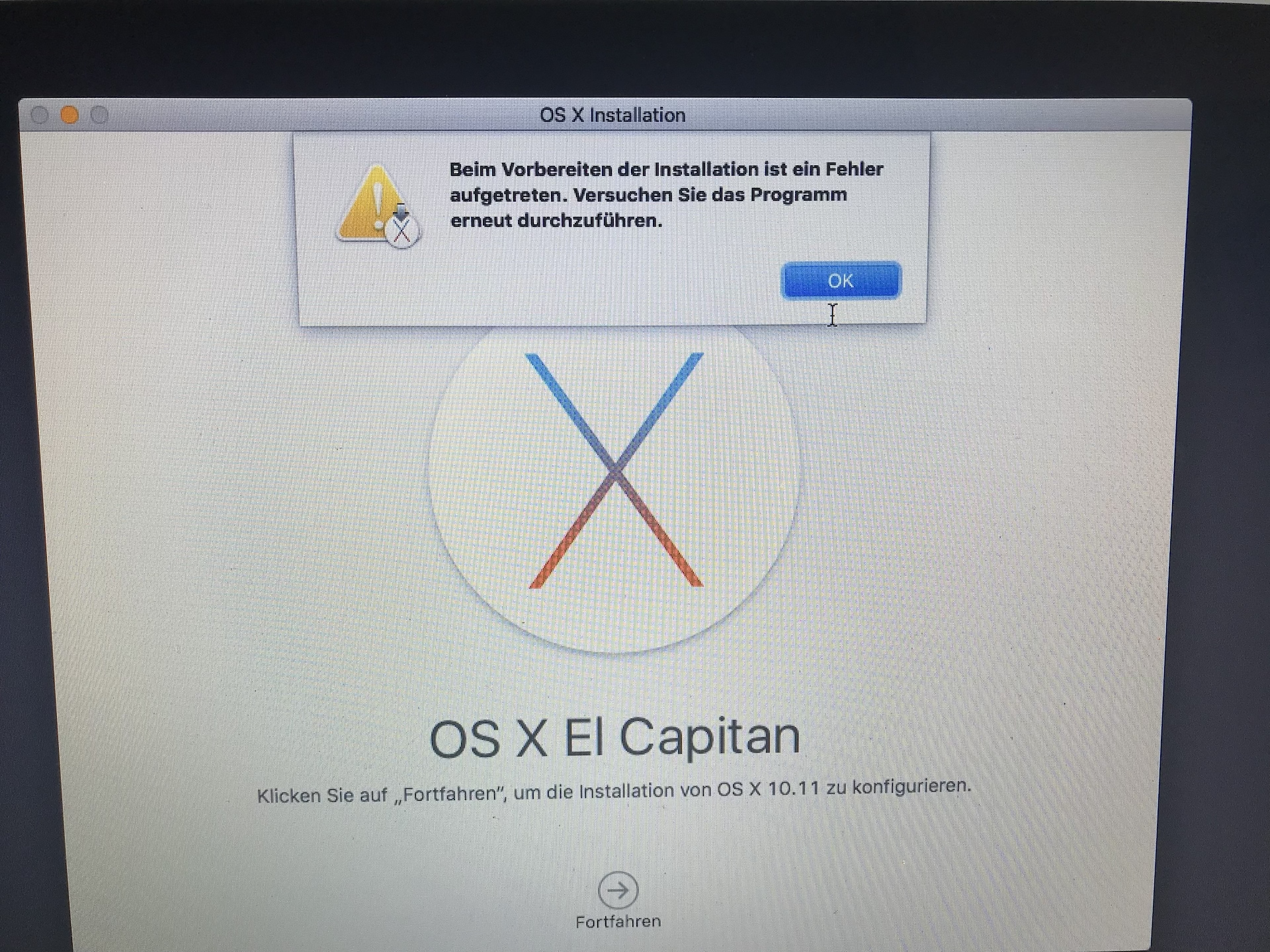 OS X konnte nicht installiert werden. Ke… - Apple Community