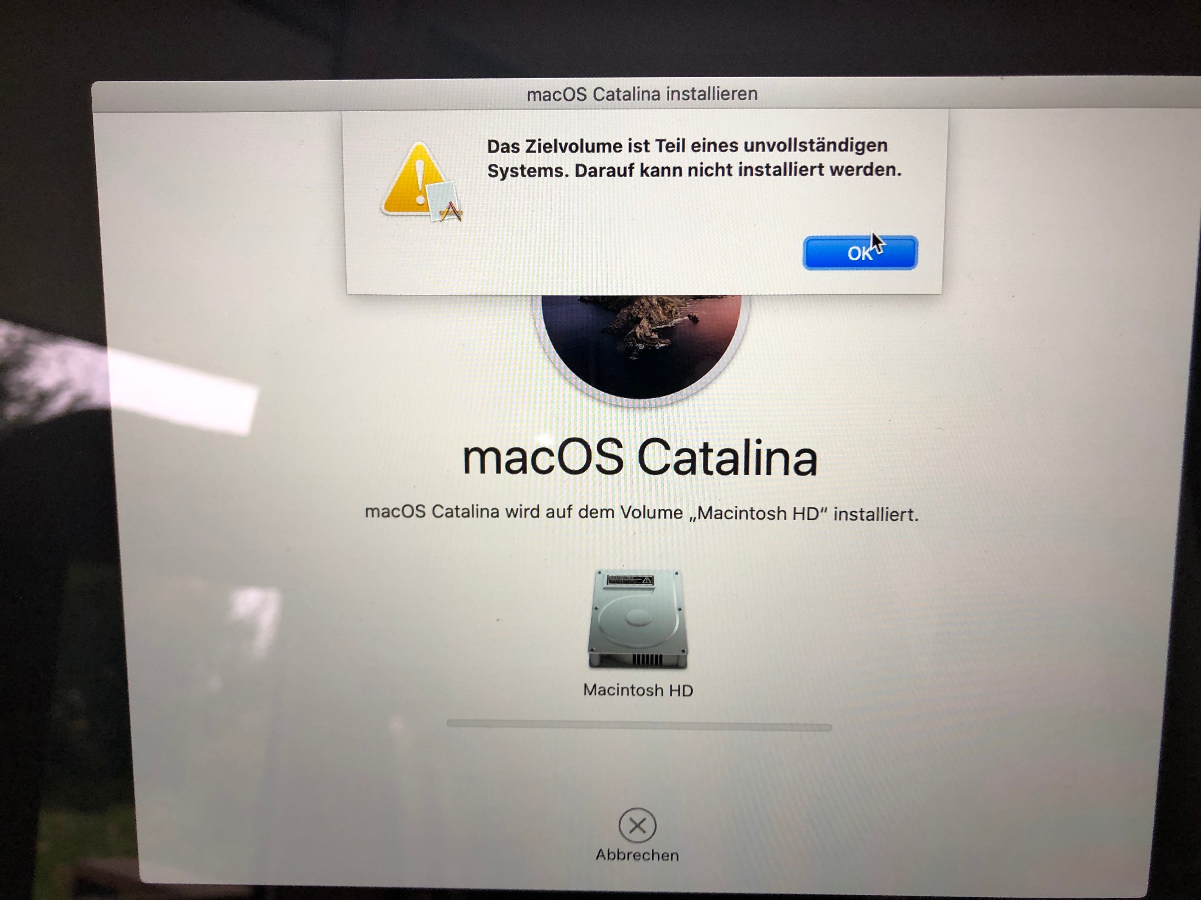 Fehler Catalina: Das Zielvolume ist Teil … - Apple Community