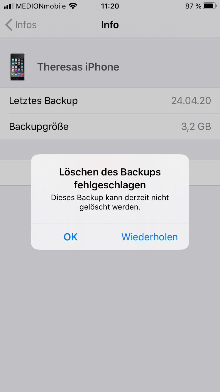 Backup Lasst Sich Nicht Loschen Apple Community
