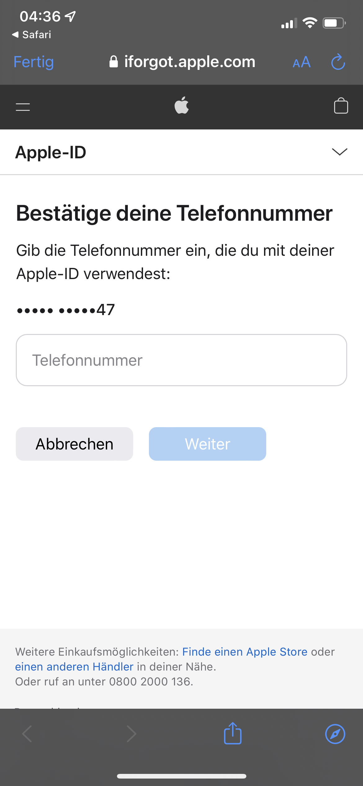Vertrauenswürdige Telefonnummer Apple Community