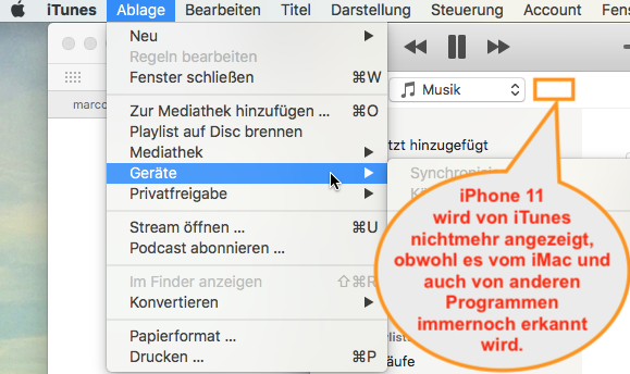 Itunes Erkennt Das Iphone 11 Zwar Aber Z Apple Community
