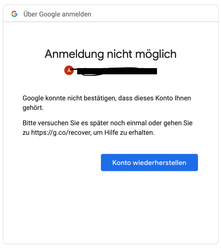 Google konnte nicht bestätigen, dass dies… Apple Community