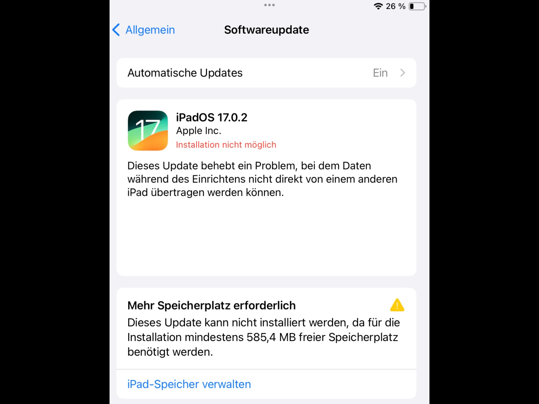 iPad Systemspeicher sehr groß Apple Community