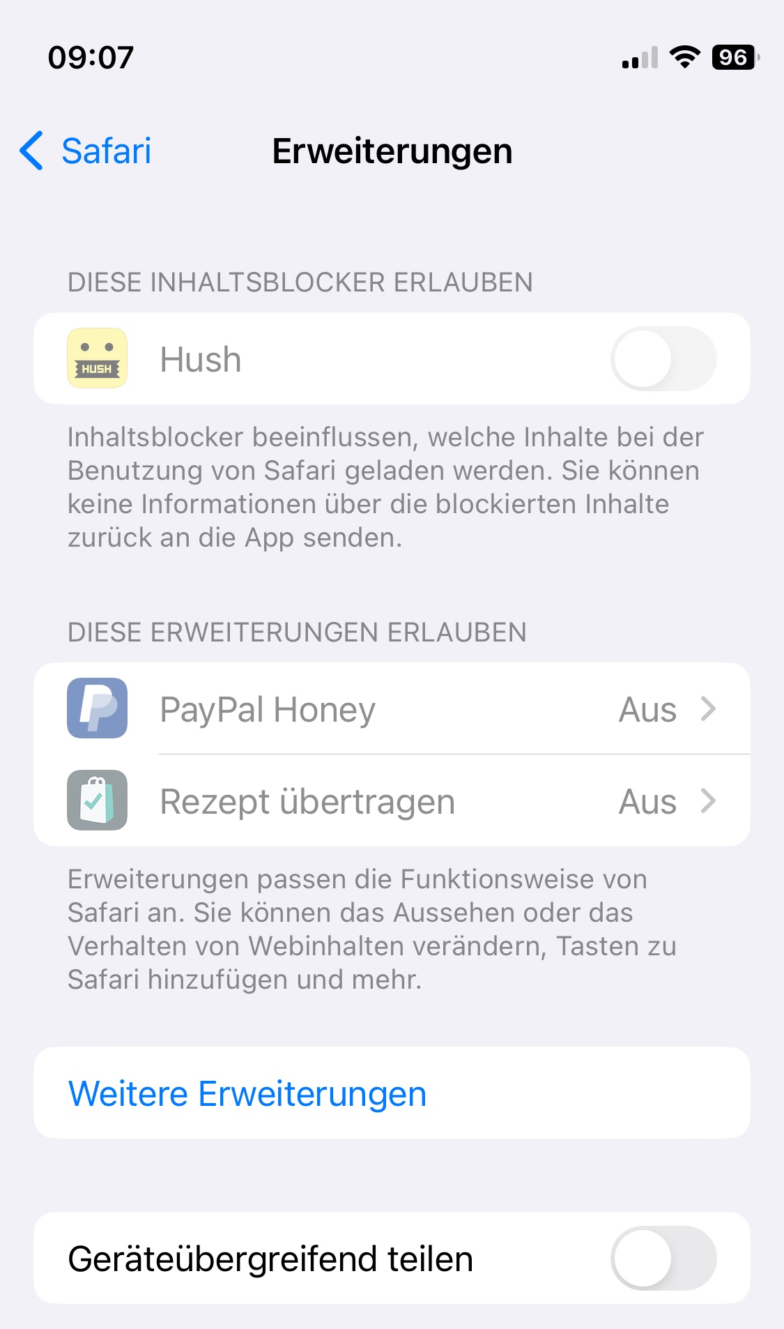 safari erweiterungen lassen sich nicht aktivieren