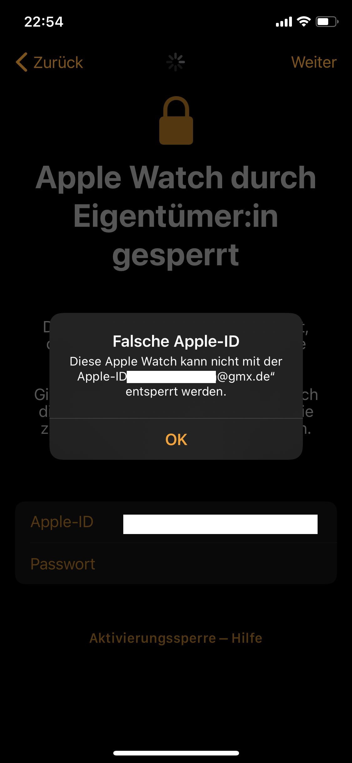 Apple Watch lässt sich nicht mit AppleID… Apple Community