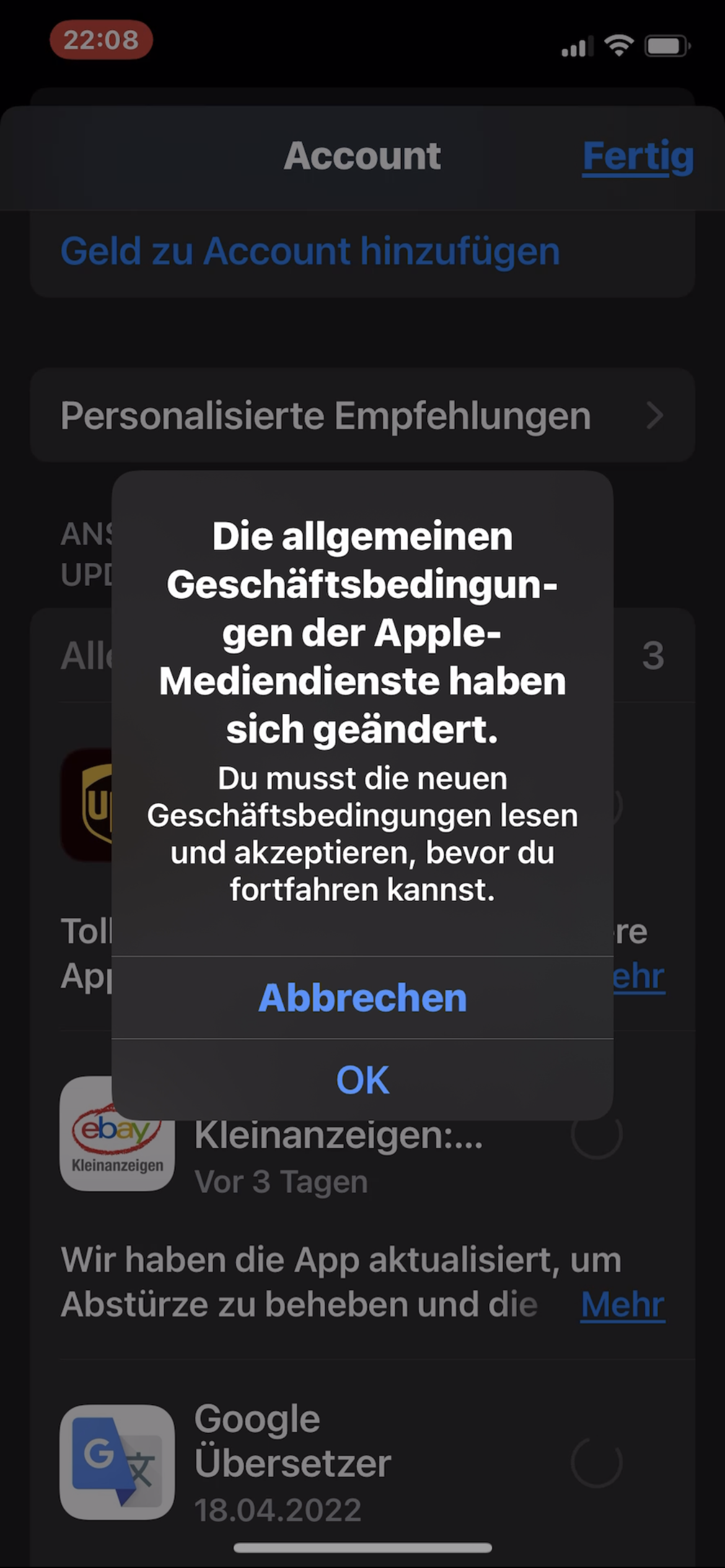 Aktualisieren von einigen Apps nicht mögl… Apple Community