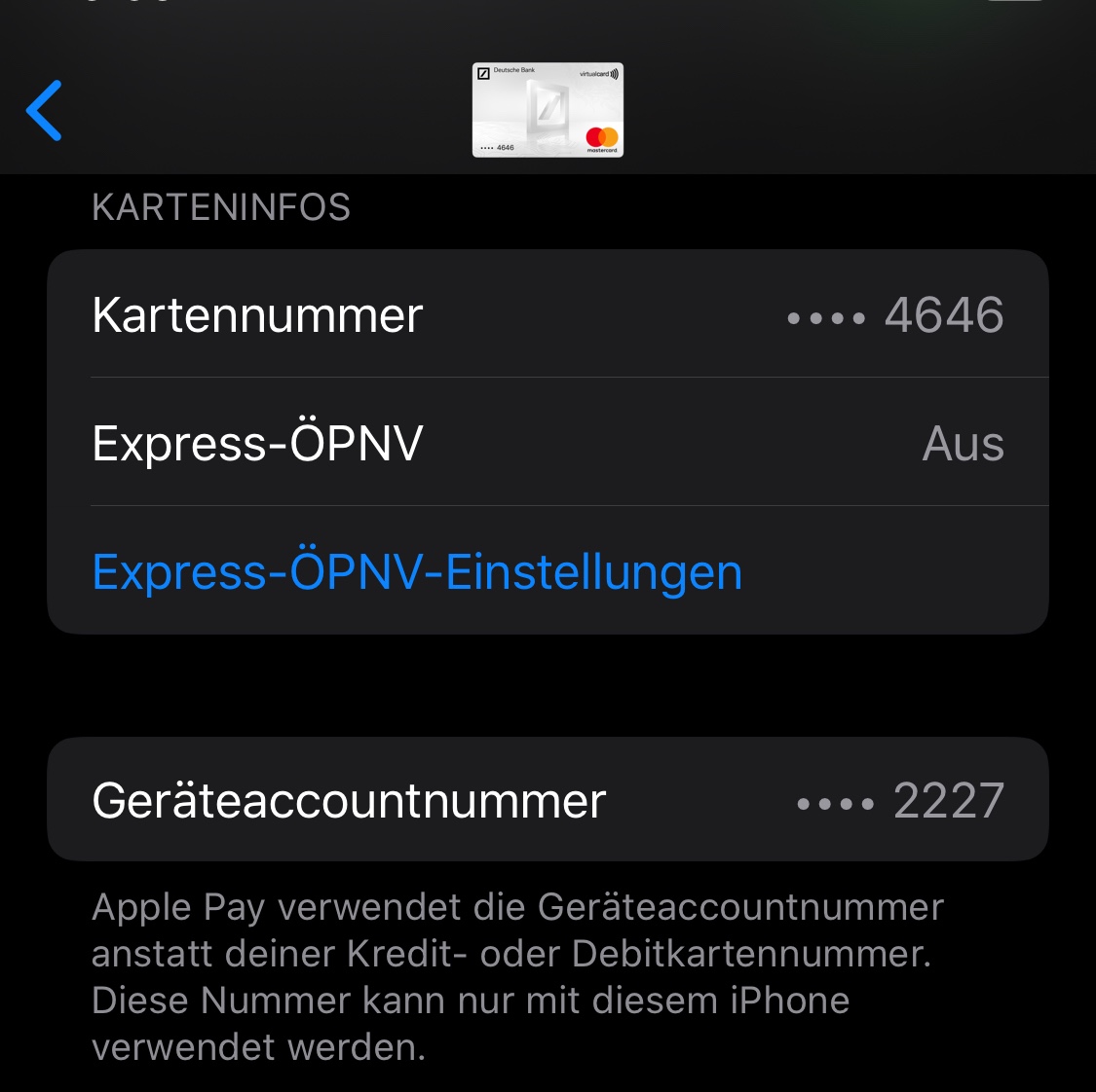 Device account number apple pay что это