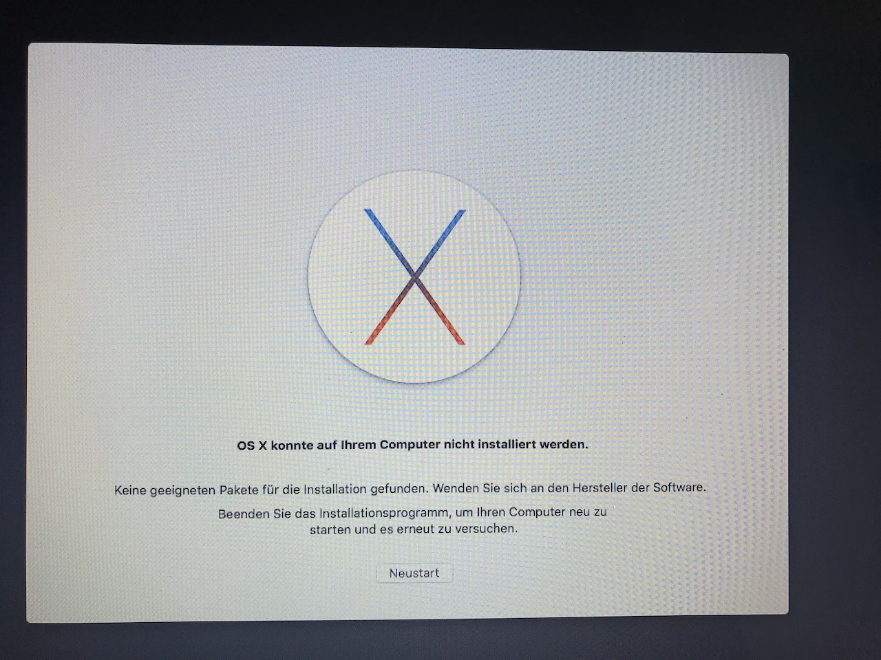 OS X konnte nicht installiert werden. Ke… - Apple Community