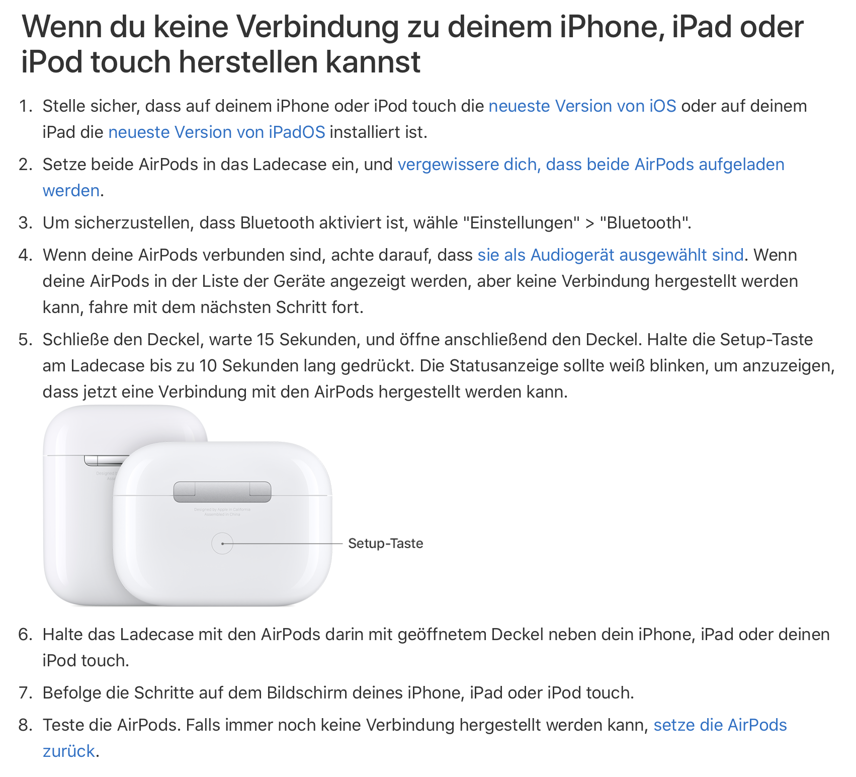 AirPods verbinden sich nicht mehr Apple Community