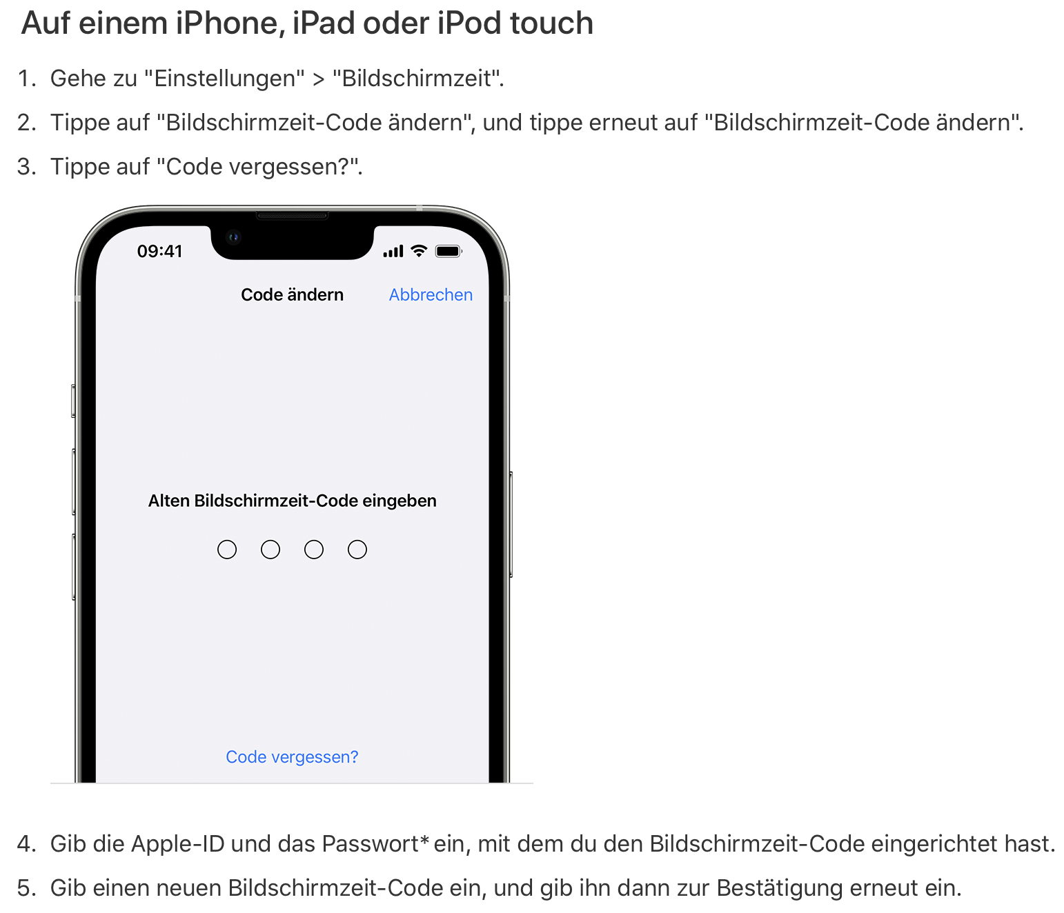 Bildschirmzeit komplett zurücksetzten Apple Community