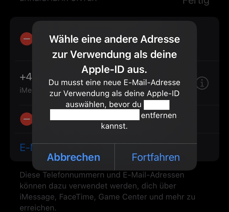 apple id ändern ungültige e mail adresse