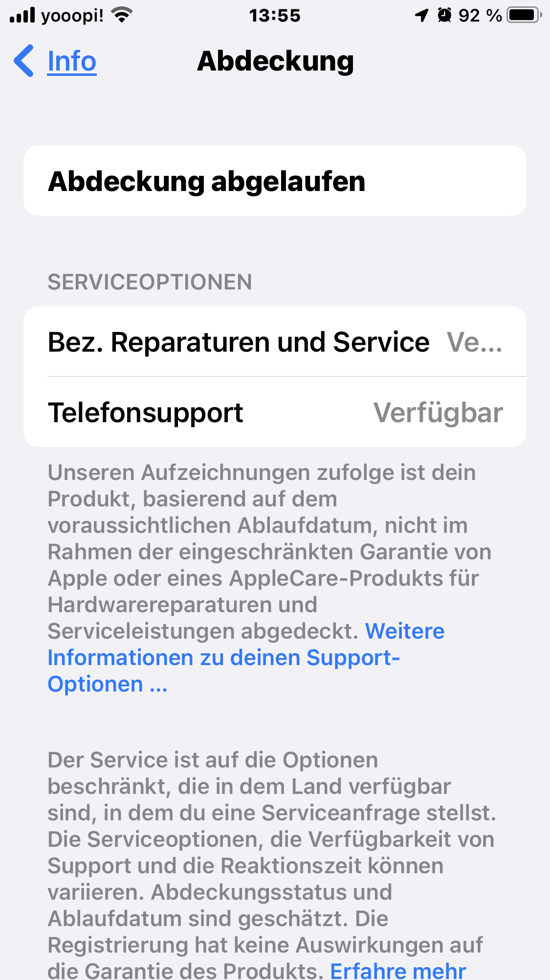 Was heißt das Abdeckung abgelaufen??? Apple Community