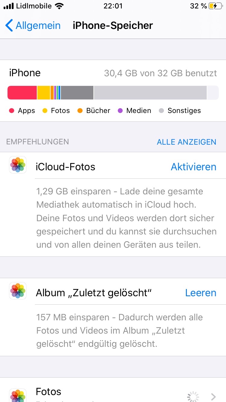 Iphone Speicher Sonstiges Viel Zu Voll Apple Community