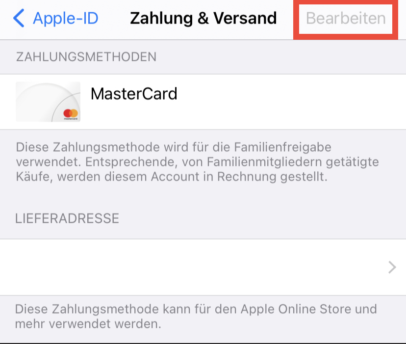 Zahlungsmethode bearbeiten nicht möglich Apple Community