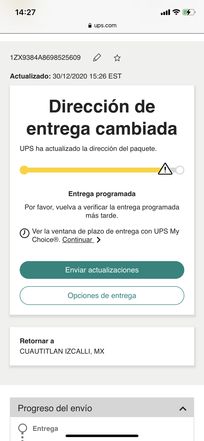 UPS cambió la dirección de envío para … Comunidad de Apple