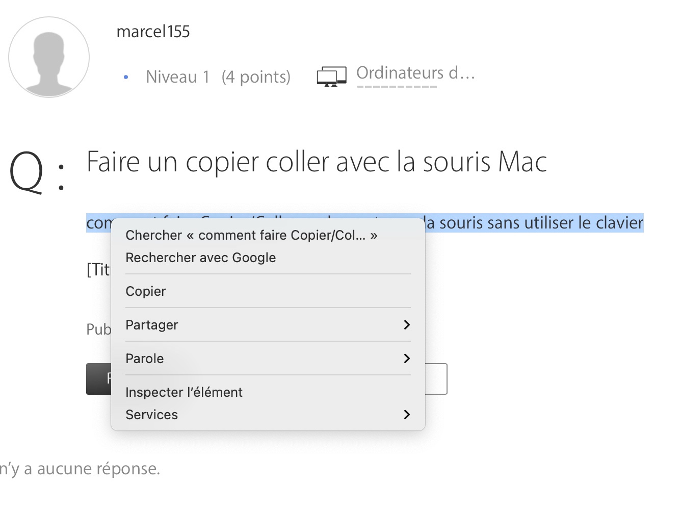 Faire un copier coller avec la souris Mac Communauté Apple