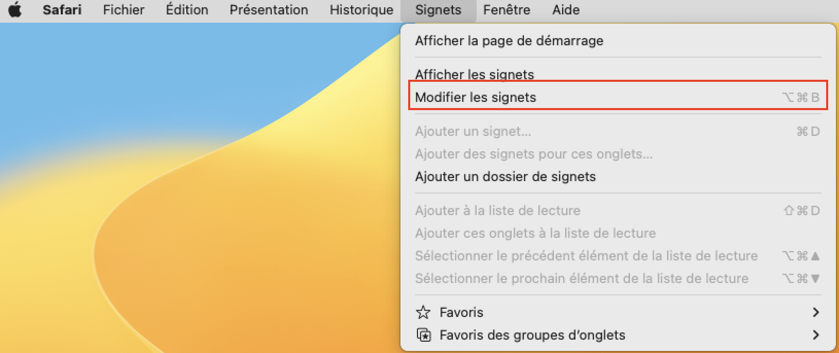 comment sauvegarder signets safari mac