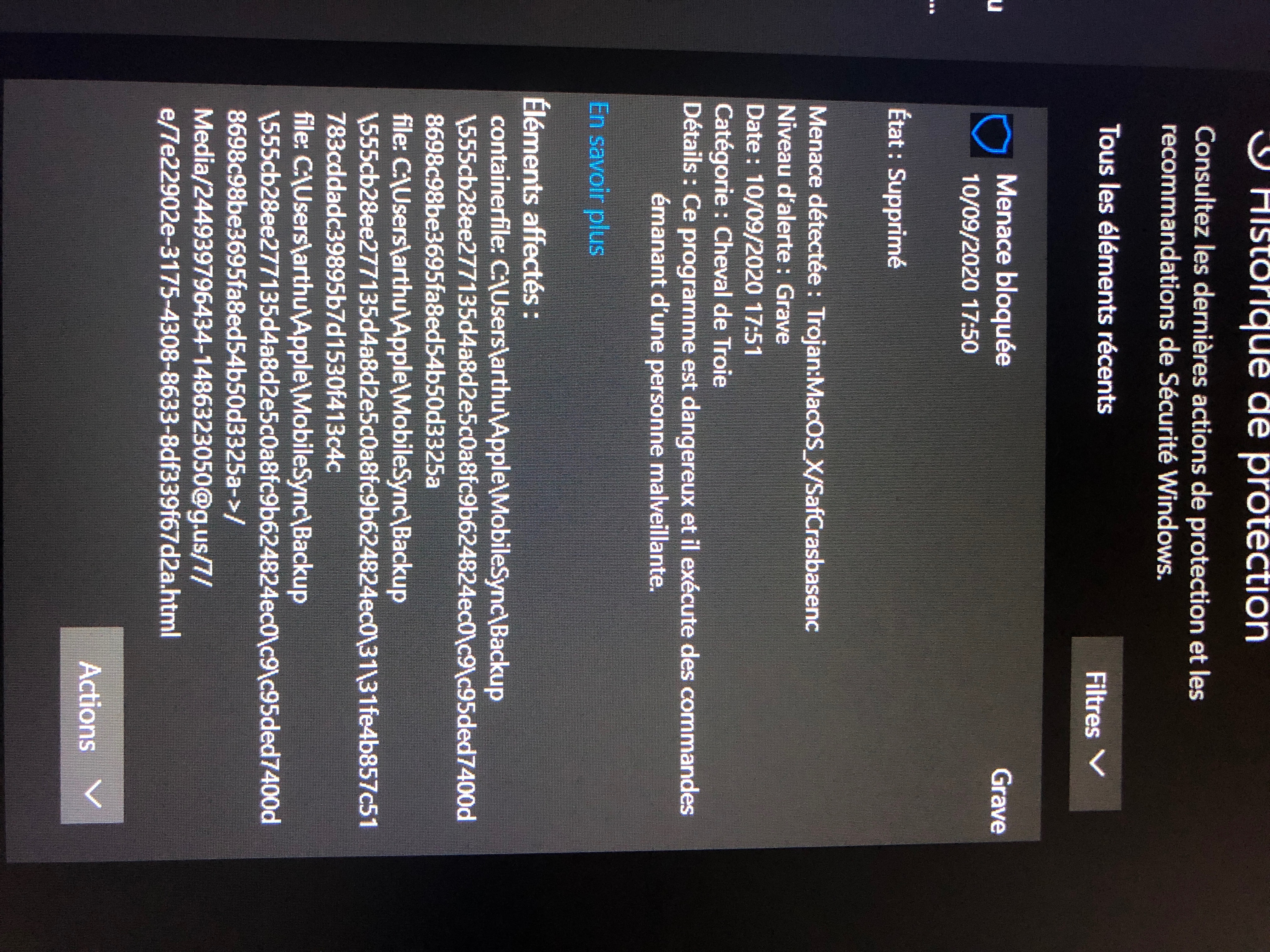 Virus Detecte Apres La Sauvegarde De L I Communaute Apple