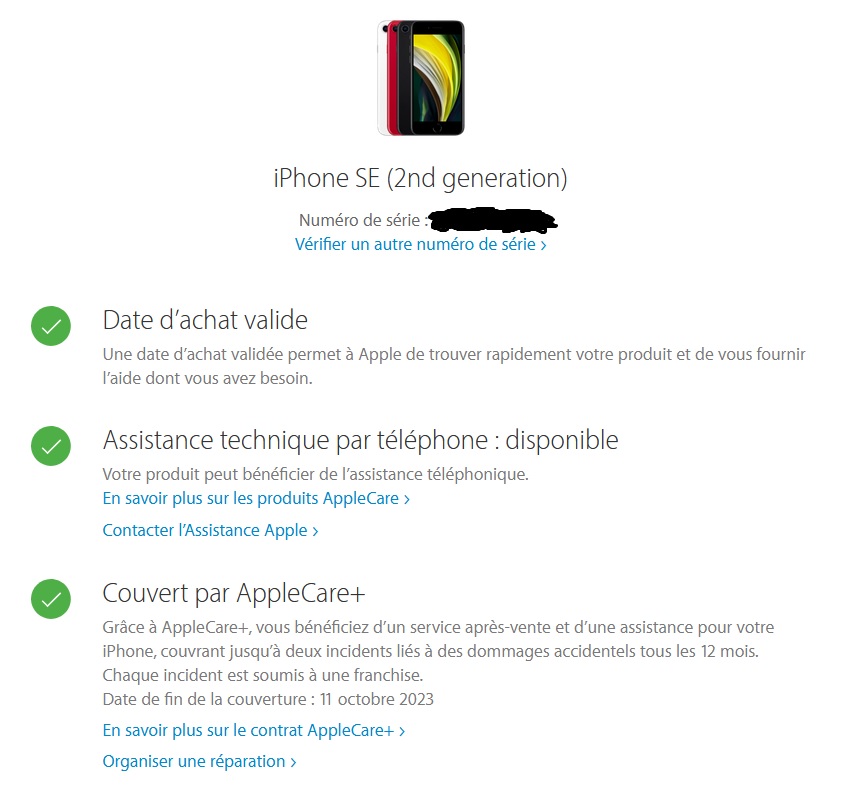 Activer garantie AppleCare+ achetée sur … Communauté Apple