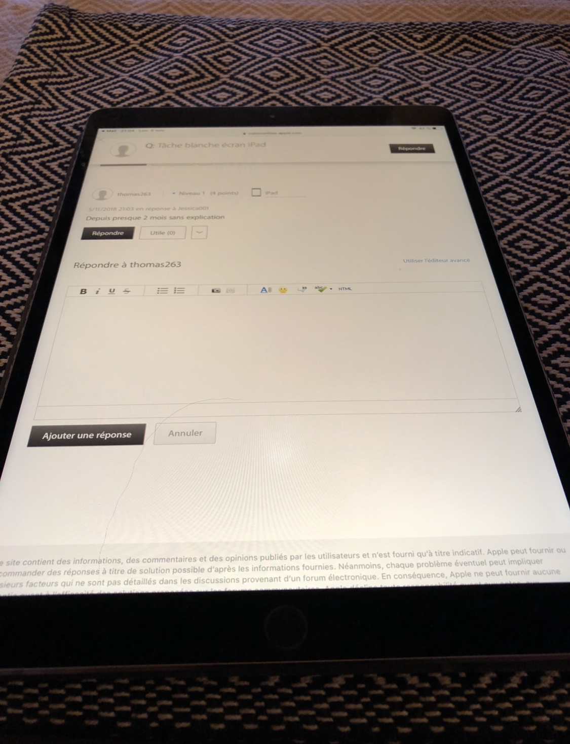 iPad bloqué sur un écran blanc - Communauté Apple