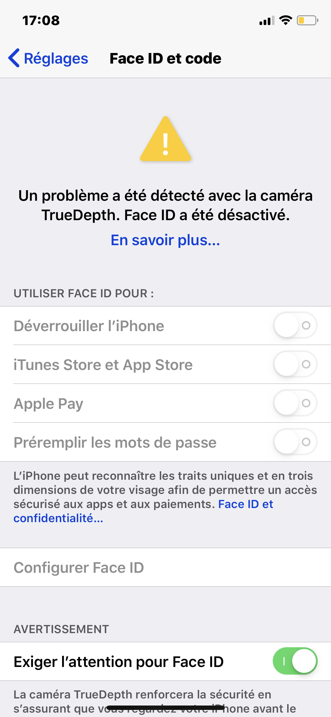 Face ID ne fonctionne pas Communauté Apple