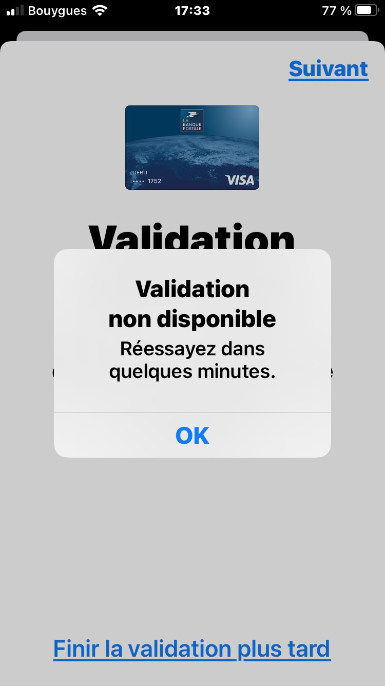 Validation Apple Pay impossible Communauté Apple