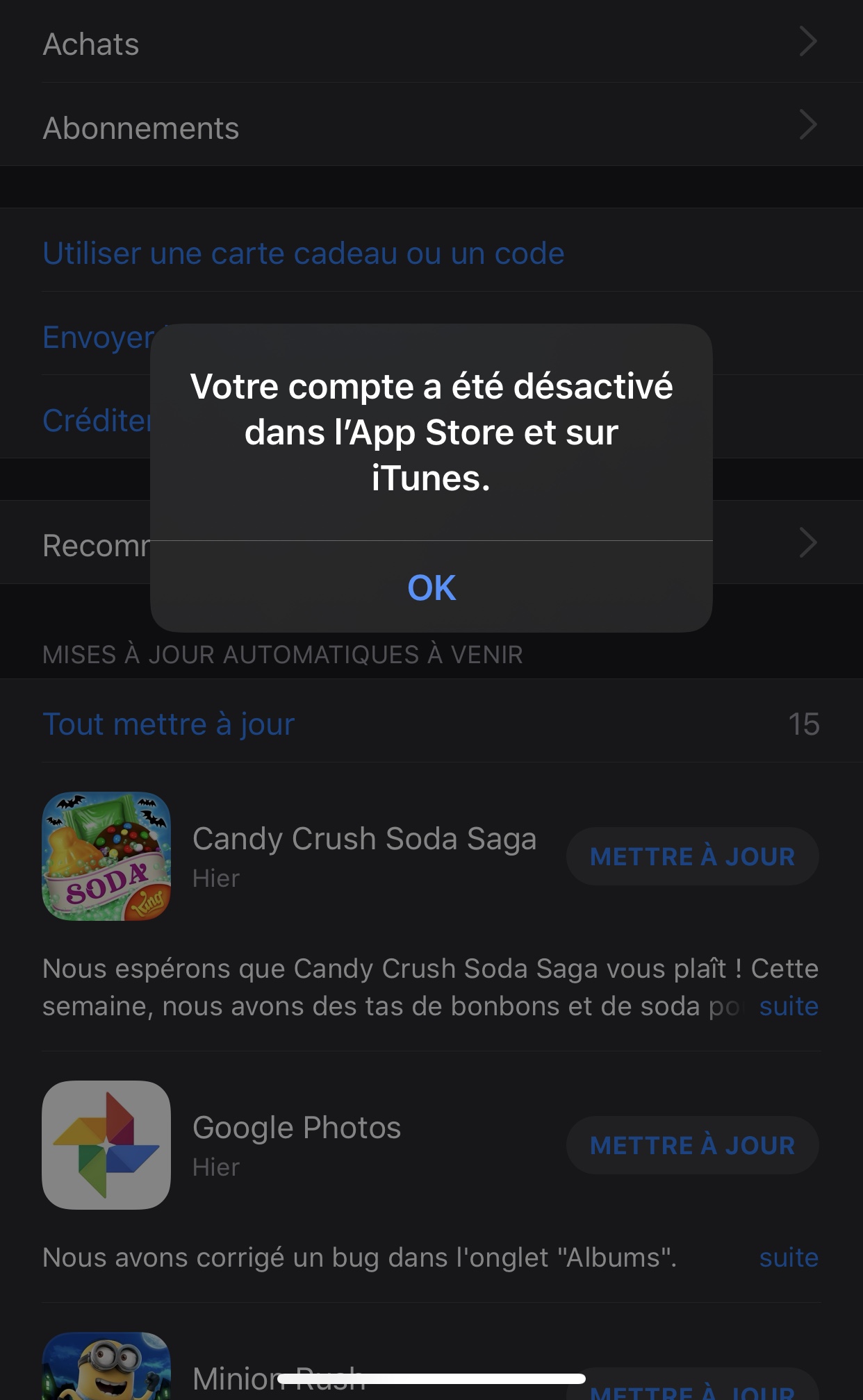  mon compte  app et iTunes ont t  d sacti  Communaut  Apple