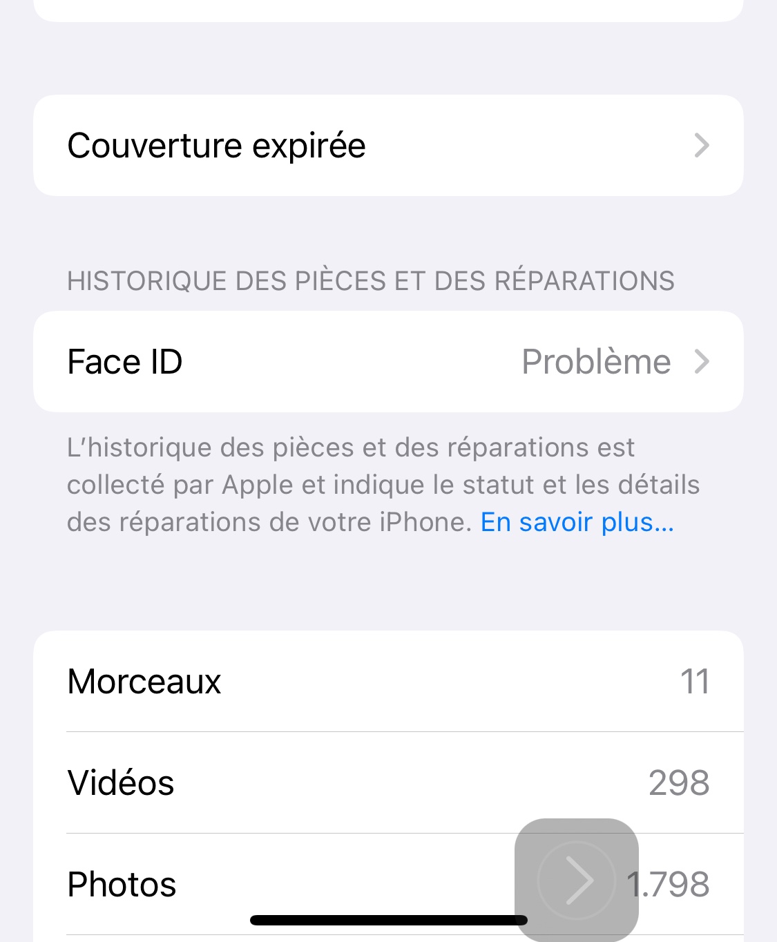 probleme face id iphone x apres changement ecran