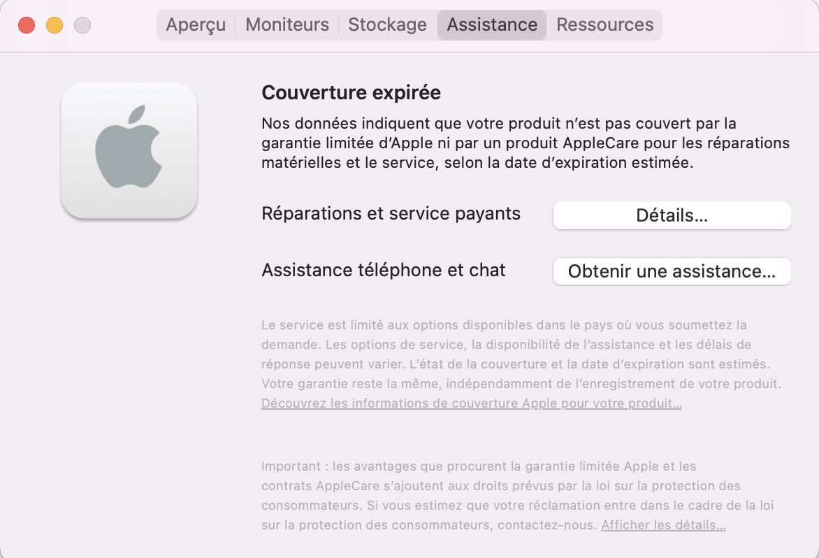 État de la garantie de mon Mac Communauté Apple