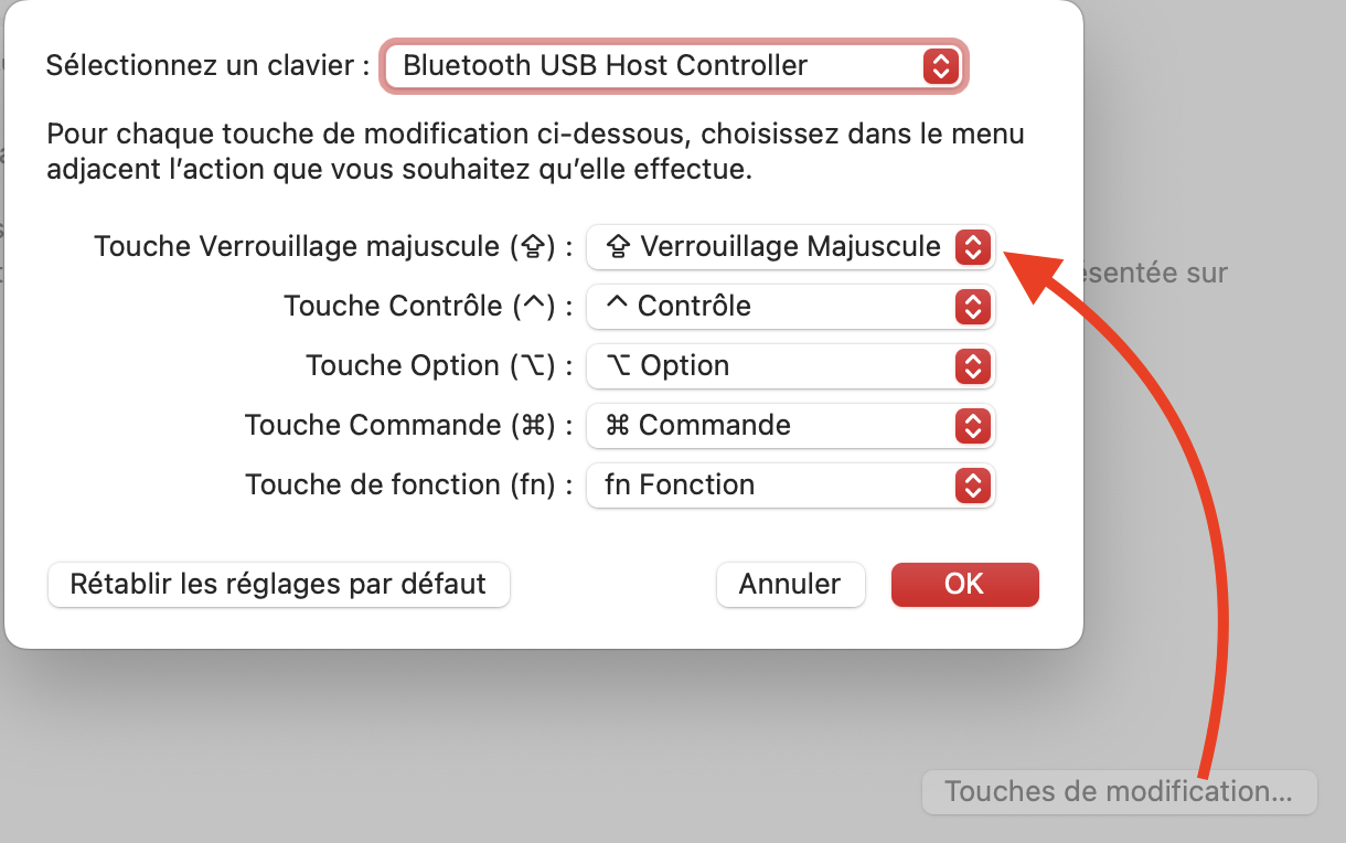 Verrouiller les majuscules et les chiffres sur Mac