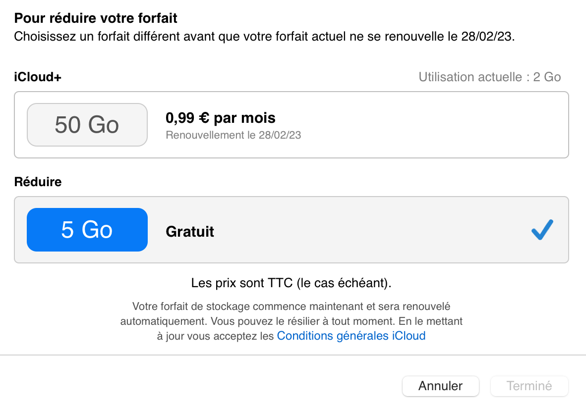 Réduire ou résilier votre forfait iCloud+ - Assistance Apple (FR)