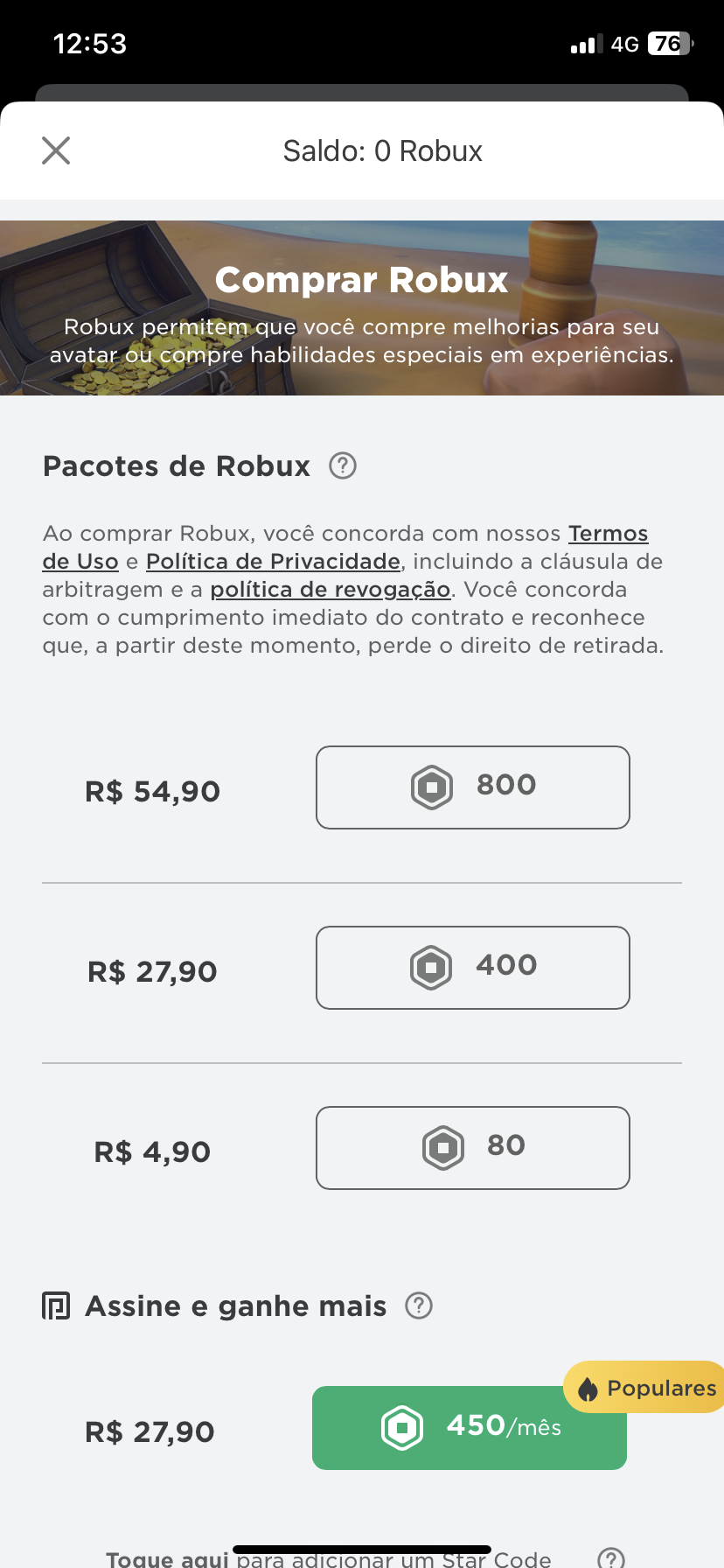 Comprei 80 Robux no Roblox e nao caiu na minha conta pedi reebolso