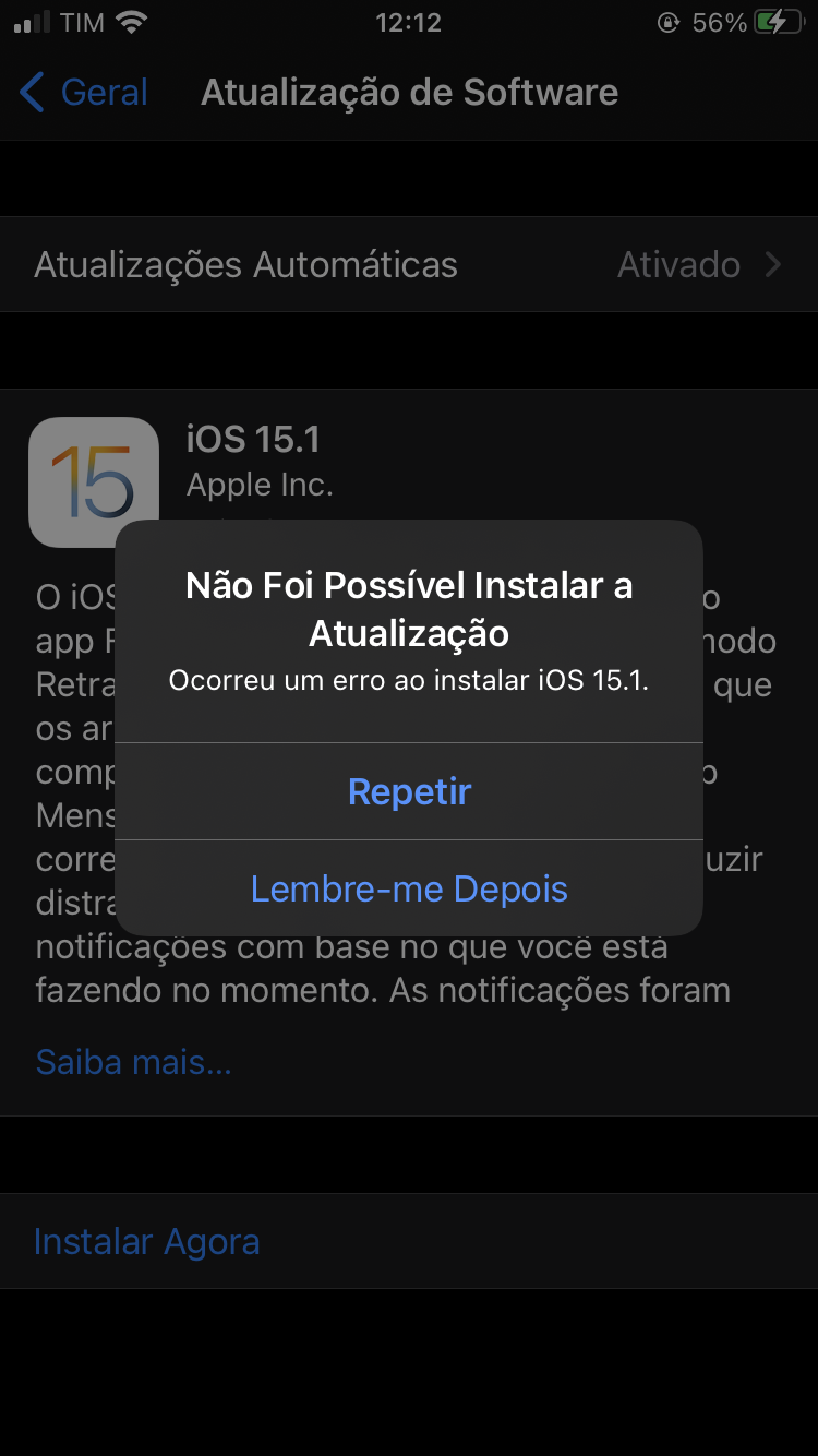 iPhone 11 - Não foi possível instala… - Comunidade da Apple