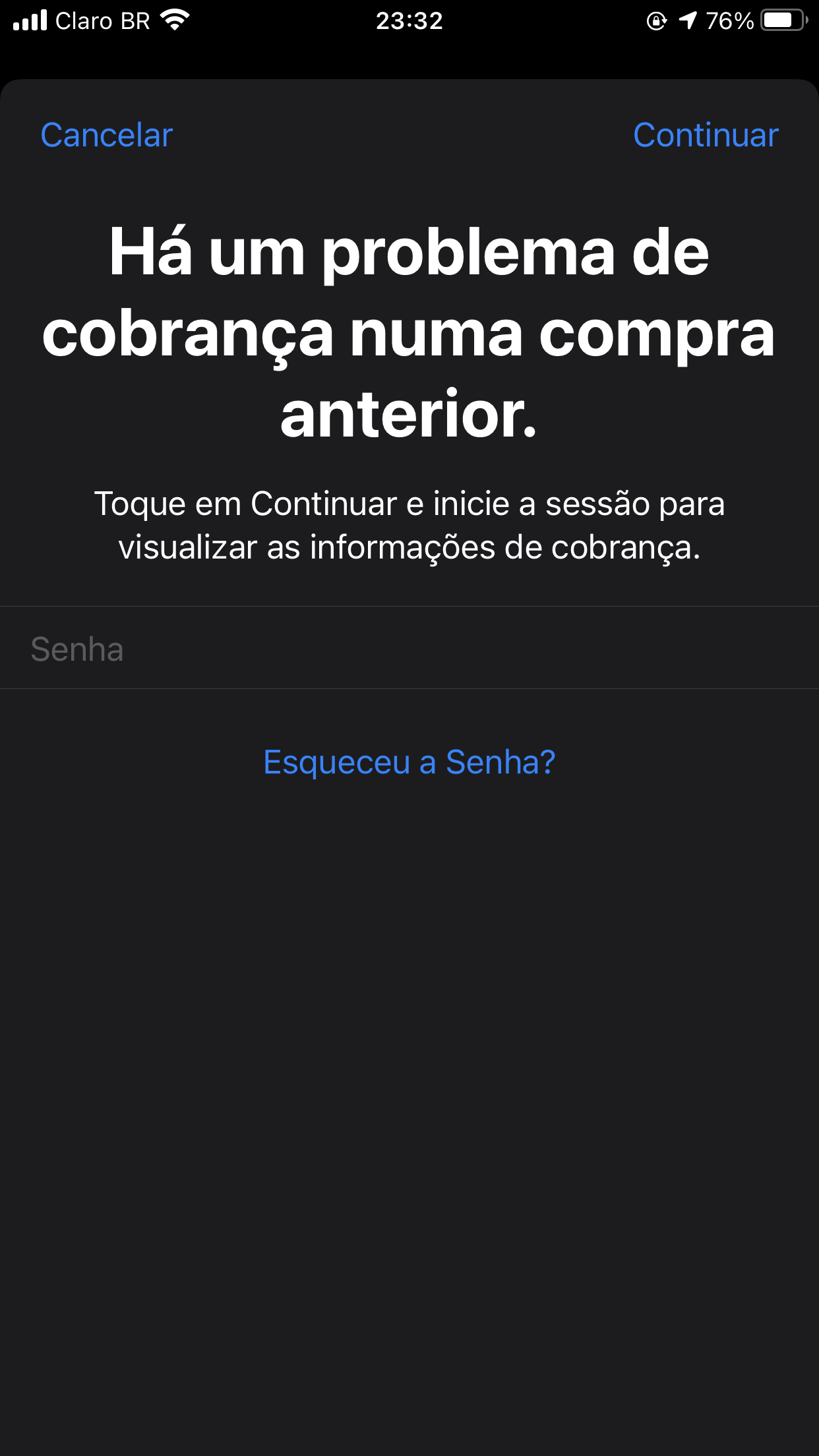 Não estou conseguindo baixar aplicativo, nem atualizar