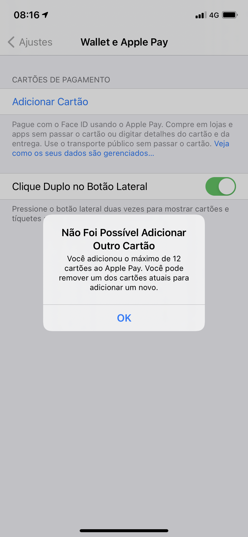 Não consigo por cartão para pagar a minha… - Apple Community