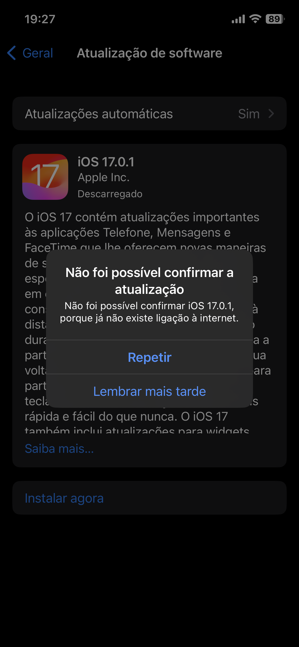 iPhone 11 - Não foi possível instala… - Comunidade da Apple