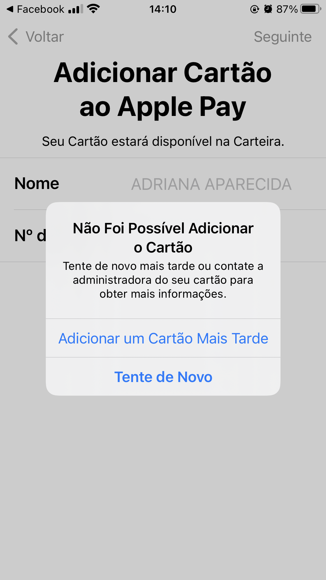 Não consigo por cartão para pagar a minha… - Apple Community