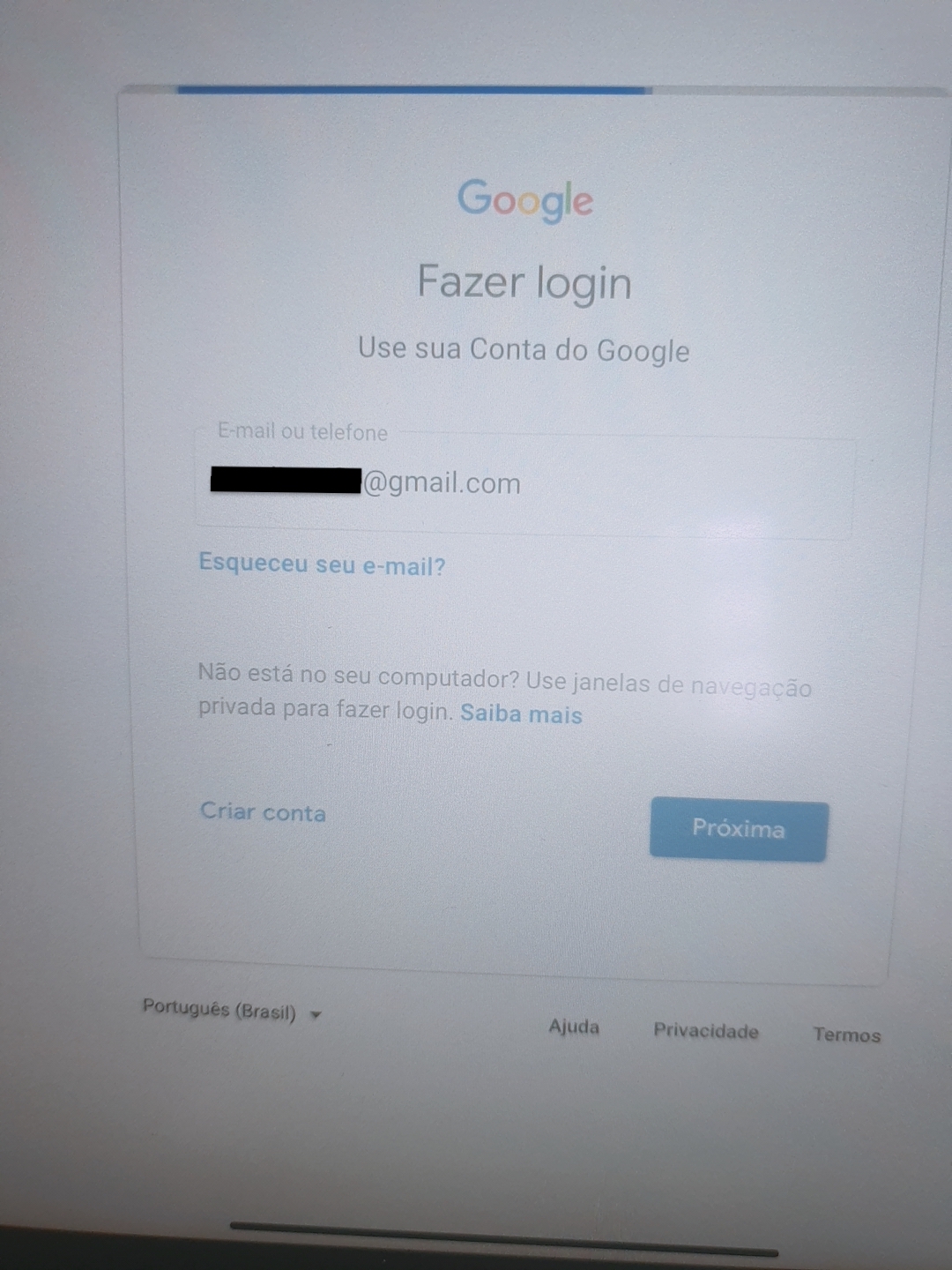 N o consigo fazer login no Gmail no Comunidade da Apple